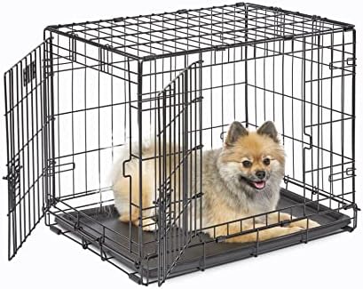 MidWest Homes for Pets Double Door iCrate Starter Kit, 24-inch Dog Crate Bundle for Small Breeds, Includes Cage, Pet Bed, 2 Bowls and Privacy Cover