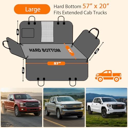 URPOWER PU Leather Hard Bottom Dog Seat Cover - Extended Cab Trucks