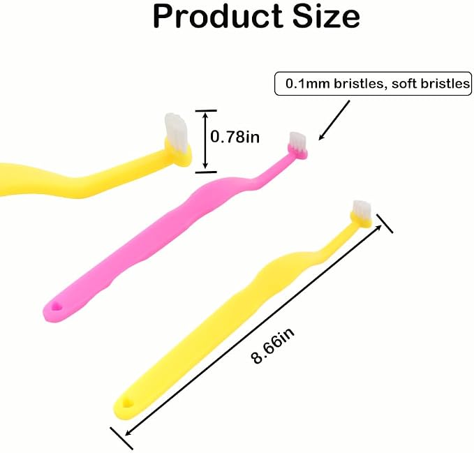 DQITJ 2 Pack Small Dog Toothbrush Mini Head Soft Tooth Brush Kit for Sensitive Gum Puppy Kitten Small Dog Cat (Red and Yellow)