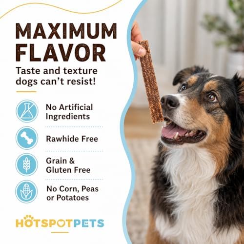 hotspot pets Beef Esophagus Dog Treats Grass Fed with No Added Hormone & Antibiotic All Natural Jerky Dog Treats - (12 Inch - 1 Pound Bag) Dog Chews Rich in Glucosamine & Chondroitin for Joint Health