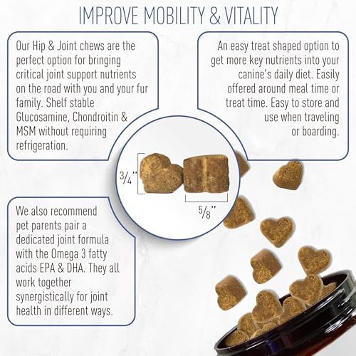 Strawfield Pets Hip + Joint Chews for Dogs Advanced Dog Joint Supplement with Glucosamine Tasty Healthy Mobility Treats Bacon Flavor 120 Chews