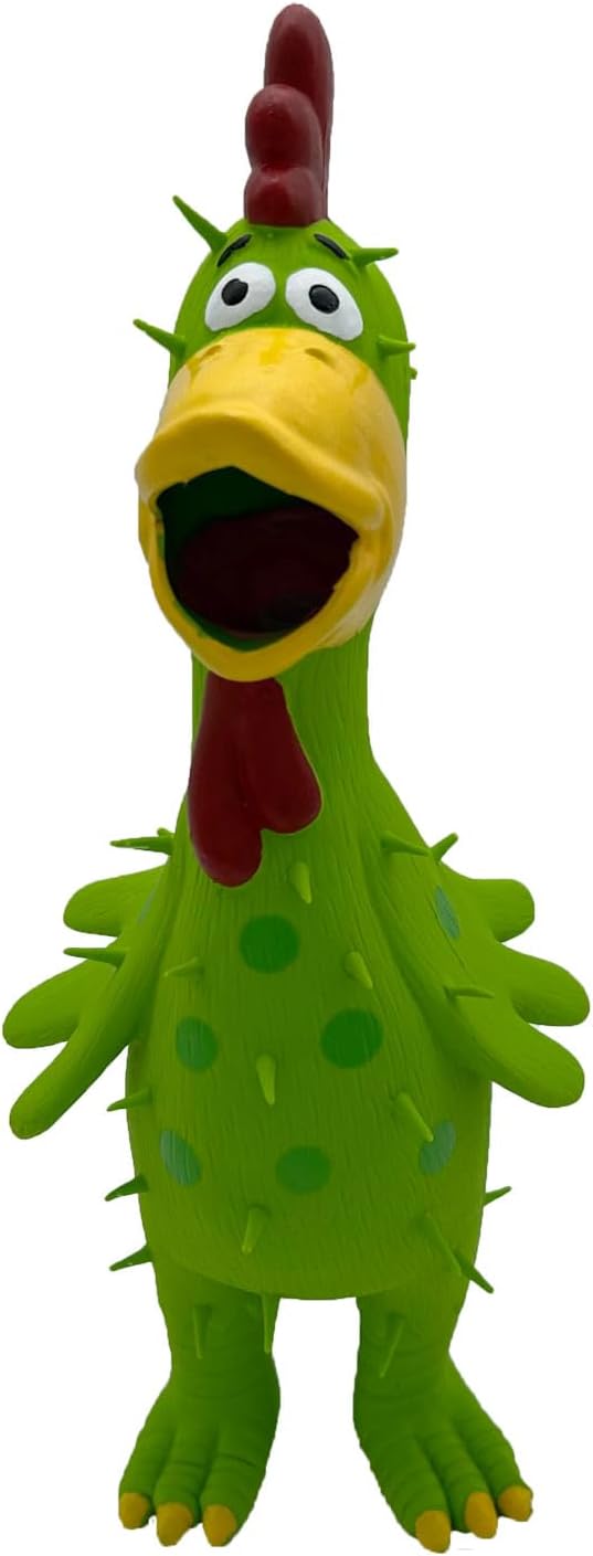 2 Pack 10 Inch Latex Polka dot Burr Chicken Dog Toys that Oinks for Medium Large Dogs