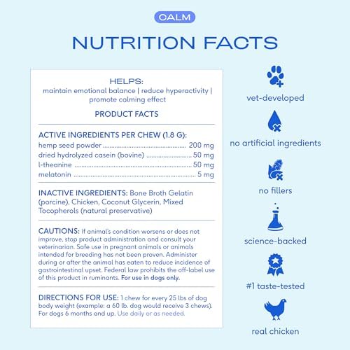 Native Pet Calming Chews for Dogs, Hemp, Melatonin, 90 Chews