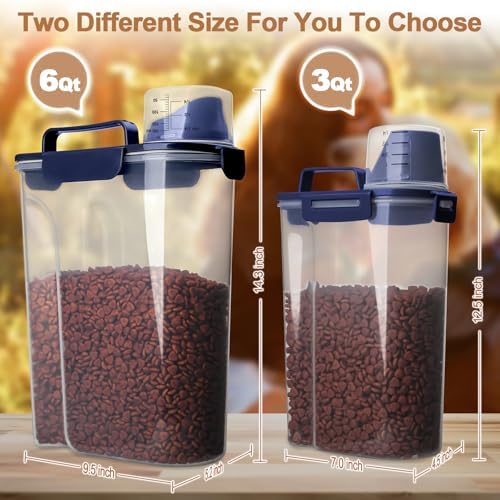 TIOVERY Dog Food Storage Container, 2-Pack, 7 Lbs, Blue