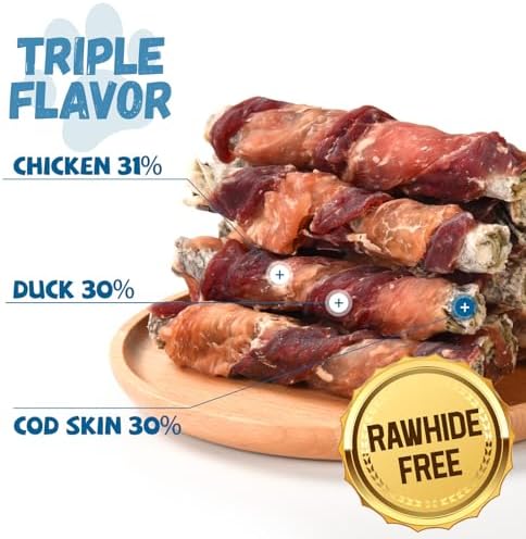 Pawmate Dog Treats Chicken Duck Wrapped Cod Skin Sticks Chewy Snacks 10.6oz