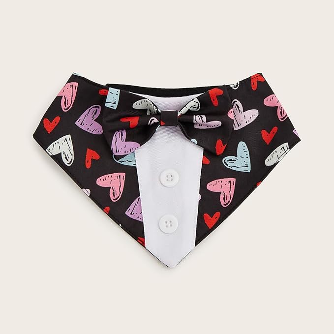 Valentine Dog Tuxedo Bandana with Bow Tie, X-Small, XS