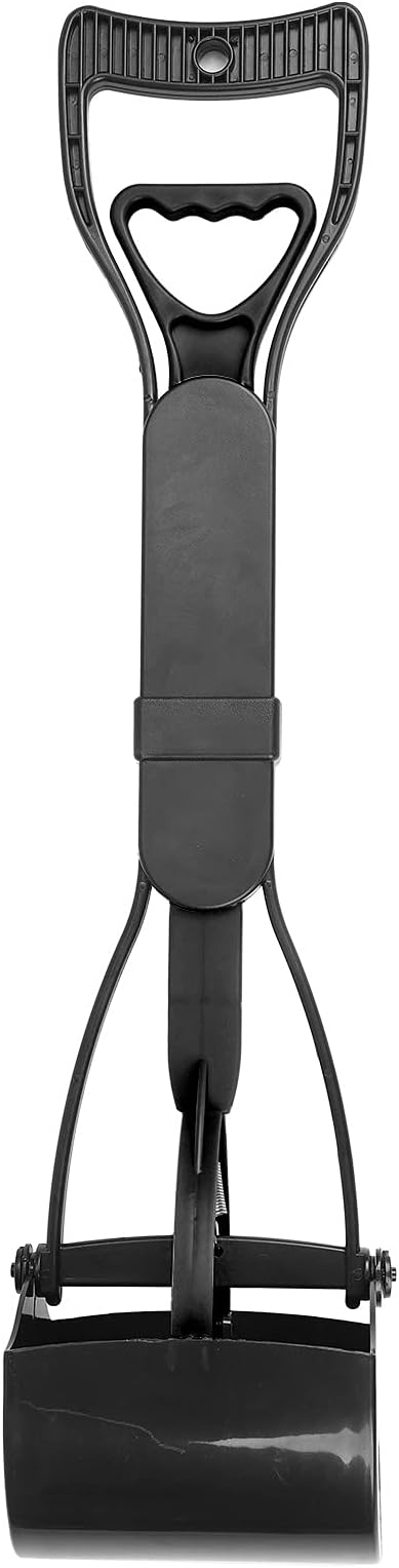 Zerone Pooper Scooper for Large Small Dogs and Cats Extended Handle Pet Poop Pickupper Large Capacity, Easy to Use for Dogs, Cats, Puppies with Poop Bags, Grass and Gravel (All Black)