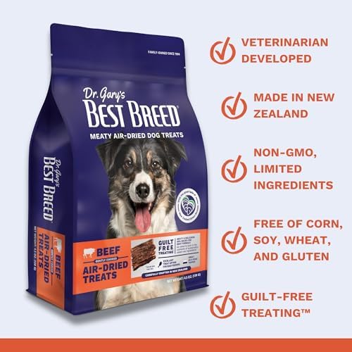 Dr. Gary’s Best Breed Air-Dried Dog Treats & Food Topper – Grass-Fed New Zealand Beef, Single Protein for Sensitive Dogs, Grain-Free (4.5 oz)