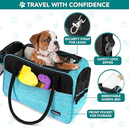 PetAmi Small Dog Purse Carrier with Pockets, Airline Approved, Turquoise