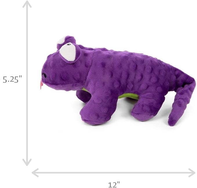 goDog Action Plush Lizard Animated Squeaky Dog Toy, Chew Guard Technology - Purple, One Size