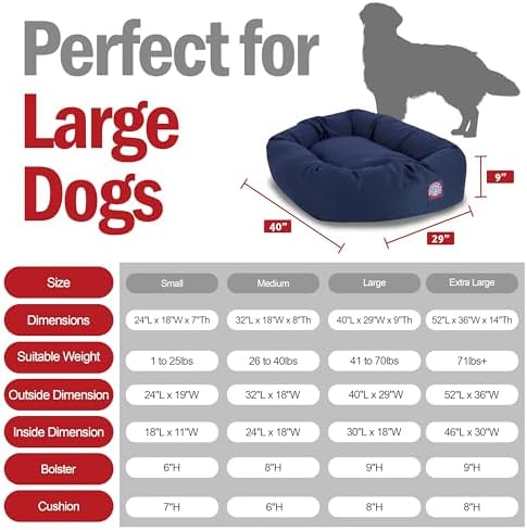 Majestic Pet Bagel Calming Dog Bed, 40 Inch Large, Round, Washable, Blue