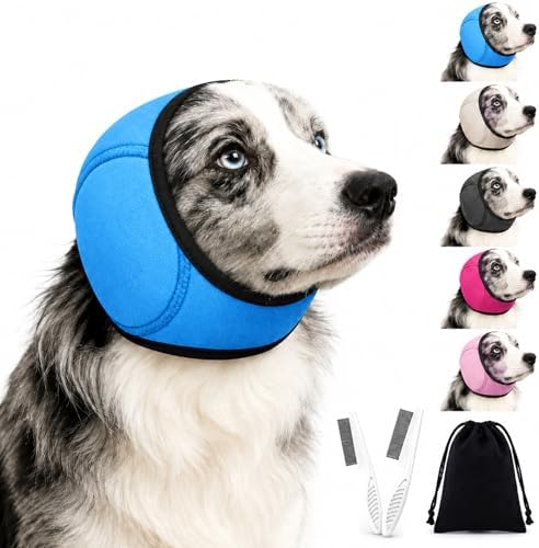 Dog Ear Muffs Noise Protection, Adjustable No-Flap Dog Ear Cover for Fireworks, Thunderstorms, Grooming, Blow Drying