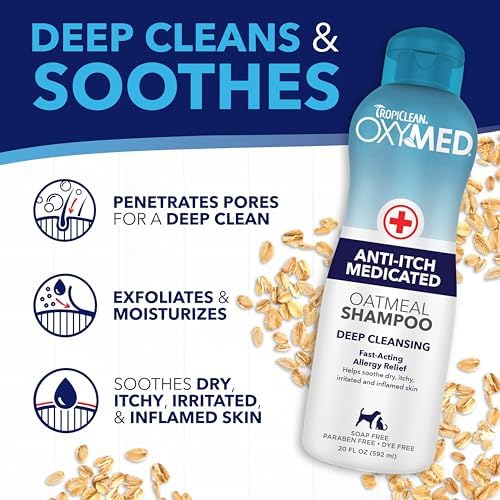 TropiClean OxyMed Medicated Shampoo & Spray for Pets Itchy Skin, 2 Pack | Skin-Soothing Oatmeal Formula | For Itchy Skin | Medicated Shampoo & Spray Set | Dogs & Cats