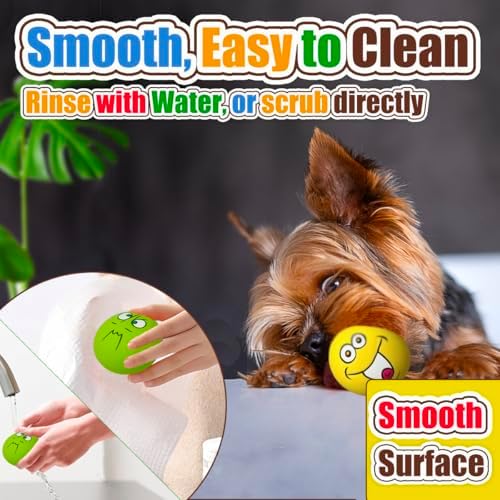 Squeaky Dog Toys for Small Dogs, Mini Breeds, 2.2" Flat Latex Ball | 2.2"*2.2"*1.3", Flat Squeak Dog Balls 4pcs, Small Puppy Toy with Squeaker, Soft Rubber Dog Squeaky Toys for Indoor, Outdoor