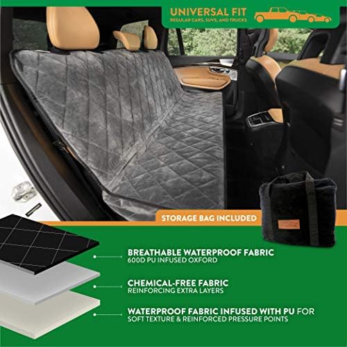 Plush Paws Velvet Rear Seat Protector - X-Large London Grey, Hammock