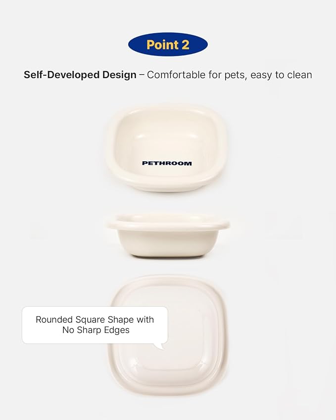 PETHROOM Well Fit Dog Bowl – Durable Ceramic Cat & Dog Food and Water Bowl, Stable & Non-Slip Silicone Base, Easy to Clean, 6.2 × 6.2 × 2.0 in, White