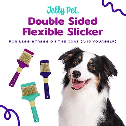 Jelly Pet Double Sided Slicker Brush, Longer Pins, Flexible Head, Fine/Coarse Sides, Removes Unwanted Tangles, Made in USA, Medium, Pink