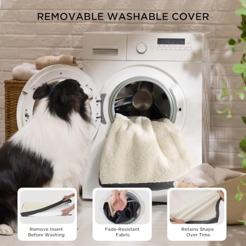 Bedsure XL Dog Bed for Crate, Pet Bed with Washable Cover, 41x27 Inch Grey