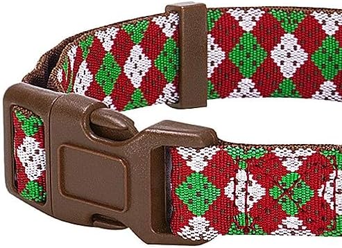Blueberry Pet 4 Patterns Christmas Party Fair Isle Style Adjustable Dog Collar with Detachable Bow Tie, Small, Neck 12"-16"