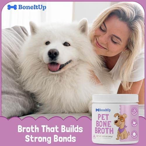 BoneItUp Dog Bone Broth Powder - Made with Real Beef & Chicken, Nutritious & Hydrating Dog Bone Broth Topper for Picky Eaters - Healthy Joints, Coat, Digestion Support (30 Servings)