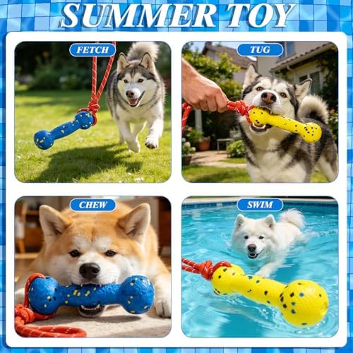 EXPAWLORER Floating Dog Toys 2 Pack, Durable ETPU Dog Water Toys with Rope, Interactive Pool Toy Dummy Bumper for Water Fetch Retrieving, Pool Beach Lake Fetch, Not for Aggressive Dogs