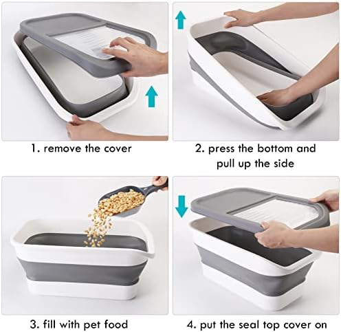 Pet Food Storage Containers, 13 lb, small gray
