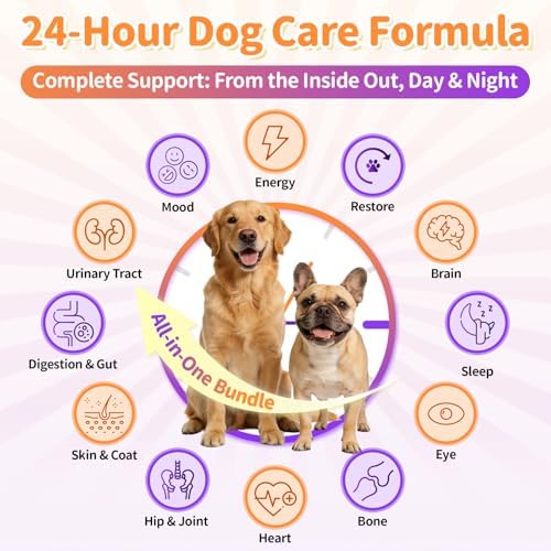 Dog Vitamins and Supplements - Day & Night 2 Pack, Chicken, 150 Scoops | Dog Multivitamin Powder with Collagen, Glucosamine, Probiotics - Joint, Gut, Calm, Skin & Immune Support