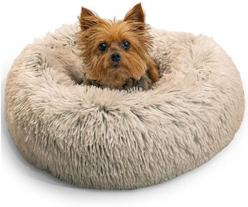 Best Friends by Sheri Calming Donut Dog Bed, X-Small, Taupe, 18"x18"