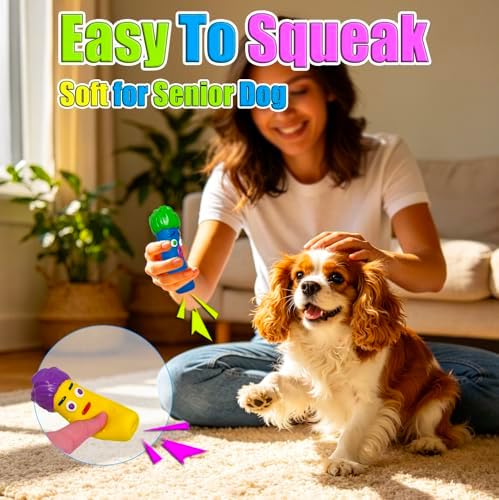 Smile Face Cucumber Latex Dog Squeaky Toys, 3-Pack, 5x1.5x1.5'' | Easy to Pick Up, for Small and Medium Breeds, Soft Latex Rubber, Loud Squeak, Floats on Water, Indoor Outdoor Fetch Playing