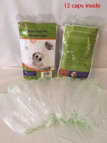 Disposable Pet Shower Caps, Shower, Raining, Swimming, Dogs, 12 Caps in a Pack (Large)