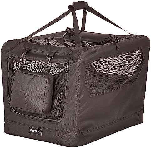 Amazon Basics Folding Portable Soft Pet Dog Crate Carrier Kennel, 26.2"L x 17.8"W x 18.1"H, Black