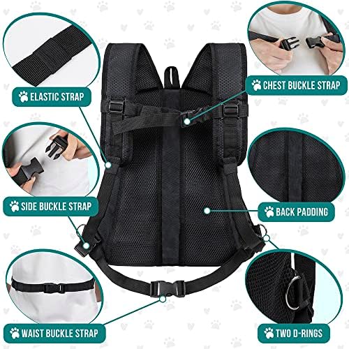 PetAmi Adjustable Dog & Cat Chest Carrier Backpack, Max 10 lbs, Black