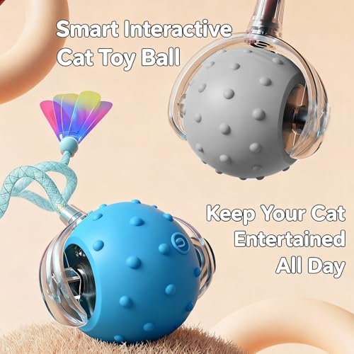 Interactive Cat Toys for Indoor Cats,3-Tails,Automatic Moving Kitten Toys | Cat Toys for Bored Indoor Adult Cats,Smart Rechargeable Cat Enrichment Toys for Cats to Keep Them Busy, Cat Balls