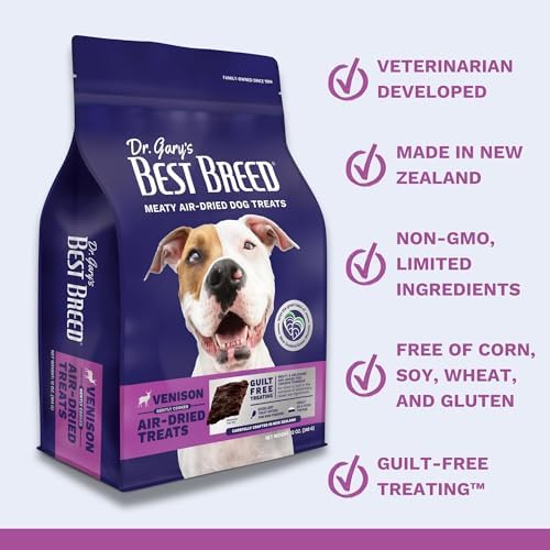 Dr. Gary's Best Breed Air-Dried Dog Treats & Food Topper – New Zealand Venison, Single Protein for Sensitive Dogs, Grain-Free (4.5 oz)