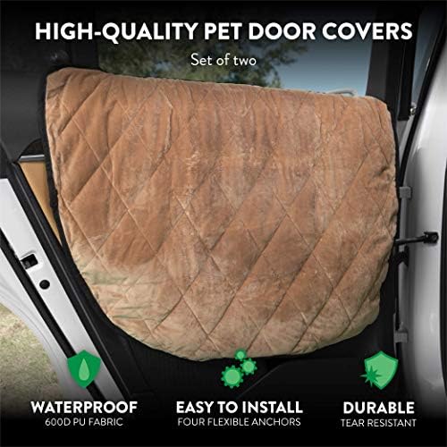 Plush Paws Products Velvet Car Door Protector | Washable & Waterproof Interior Door Cover Car, Truck, & SUV | One Size Fits Most Nonslip, Tear Resistant Door Guard | Set of 2 Desert Sand