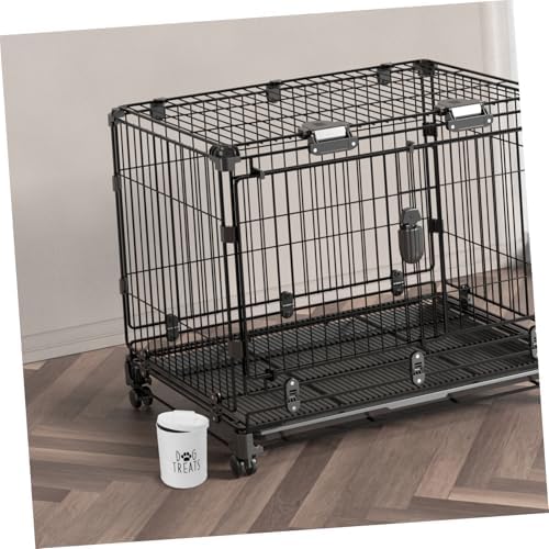 STOBAZA Metal Dog Food Storage Container Airtight Treat Jar for Pet Supplies Compact, iron, White