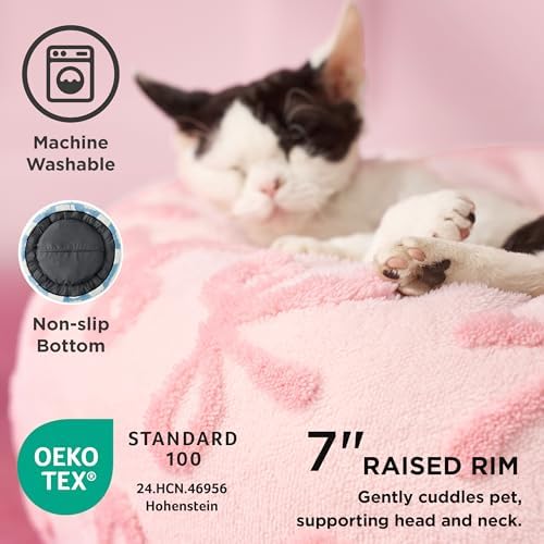 LE SURE Shown on TV Jacquard Donut Cute Small Dog Beds,Pink Taffy 23x23x7in