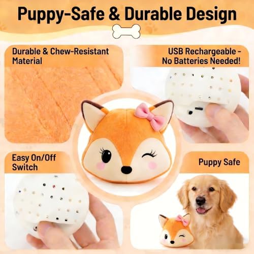 Interactive Dog Toys, for Small Medium Large Dogs to Keep Them Busy(Fox) | Cozisvoker Dog Ball Plush Chew Pet Toys,Rechargeable Automatic Electronic Dog Toy with Bouncing Ball Music & Recording