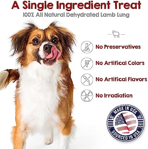 Riley's Premium Dehydrated Lamb Lung Dog Treats - Sourced in USA, Made in USA - Air Dried Crunchy & Delicious Lamb Dog Treats - 6 oz (Pack of 2)