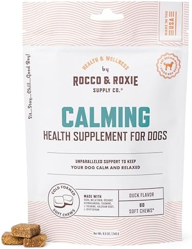 Rocco & Roxie Calming Chews for Dogs, Melatonin, Valerian, 60-Pack, 60ct
