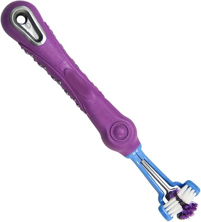 LJCM Dog and Cat Toothbrush, Saving Your Time 3 Sided Pet Toothbrush Effective Cleaning Multi Angle Design Pet Supplies Comfortable for Home Use (Purple)