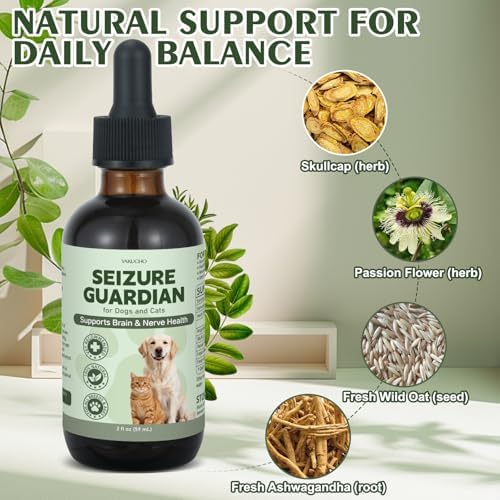 Seizure Guardian for Dogs and Cats, Natural Liquid Formula for Nervous System Comfort, Helps with Occasional Shaking, Tension & Stress, Easy Liquid Dropper, No Artificial Additives - 2 FL OZ