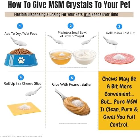 Pure MSM Crystals for Dogs | Organic Sulfur | Joints, Skin, Coat | 2 Pack