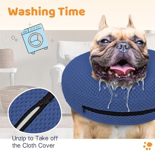 Supet Inflatable Dog Cone Collar for Dogs to Stop Licking, Dog Donut Collar After Surgery, Soft Pet Cone for Small Medium Large Dogs