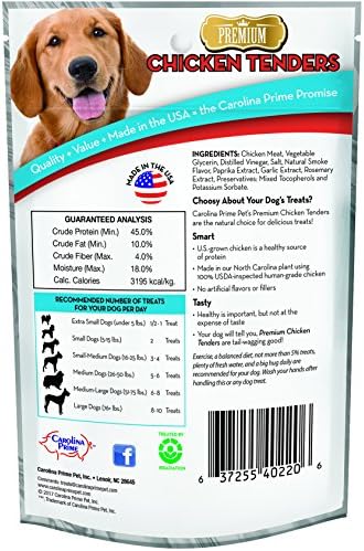 Carolina Prime Pet 40221 Chicken Tenders Treat For Dogs ( 1 Pouch), One Size