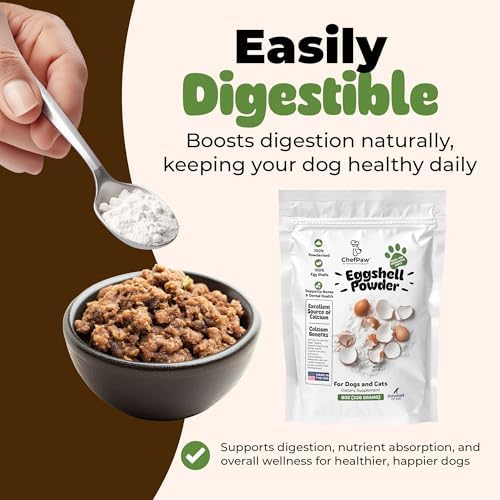 8oz ChefPaw Eggshell Powder for Dogs – Natural Calcium Supplement for Bone Health - Free Chefpaw Nutrition App Access – 100% Powderized - Safe for Homemade and Raw Dog Food Diets