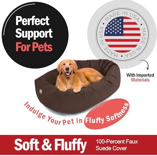 Majestic Pet Suede Calming Dog Bed, 40 Inch Large, Washable, Chocolate