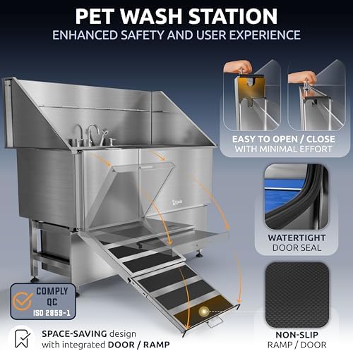 KANIS Professional Dog Washing Station 304 Stainless Steel Pet Wash Sink