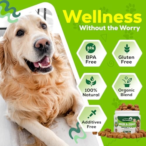 Omega 3 Allergy Immune Bites for Dogs – 10 Oz Dog Supplement with Salmon Oil, Vegetable Blend – Peanut Butter Flavored Dog Allergy Relief Supplements for Itchy Skin