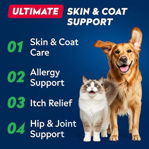 Wild Alaskan Salmon Oil for Dogs & Cats w/Omega 3 - EPA+DHA Fatty Acids